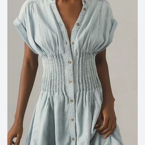 Anthropologie Pilcro Denim Frayed Edge Mini Dress Size M